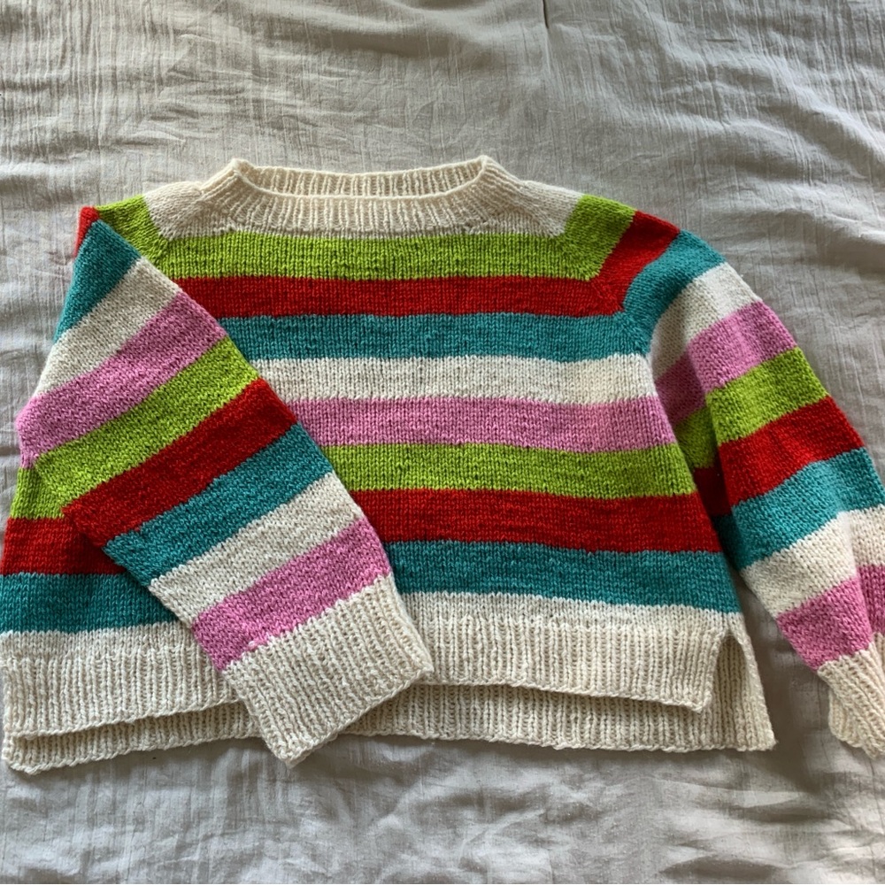 Handmade 100% wool. Colorful Striped Women's Sweater